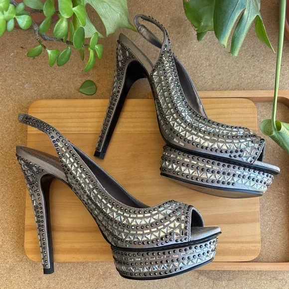 Silver Studded Women's Heels - Picture 5 of 5